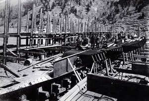 Yard no. 647, Baikal. De ijsbrekende treinveerboot Baikal in aanbouw bij het Baikalmeer, 1896